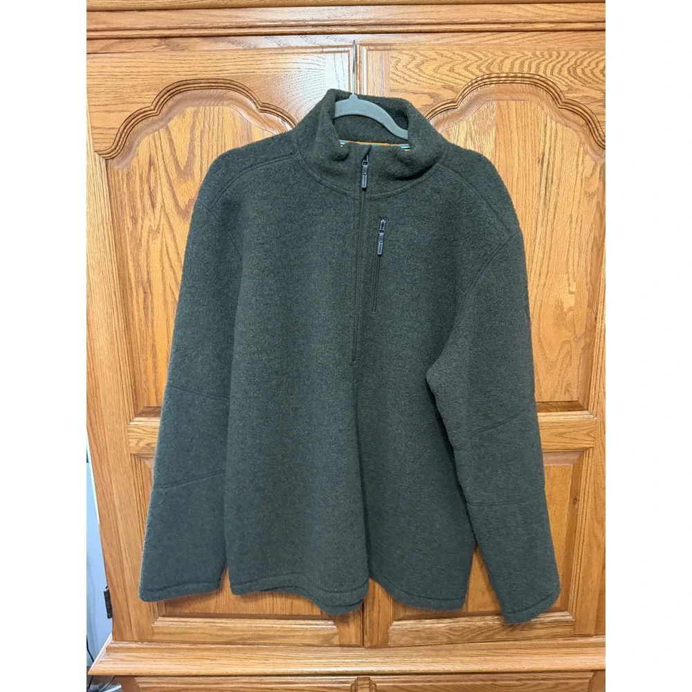 Smartwool Hudson Trail Fleece Half Zip Sweater Mens XL Dark Green Hiking